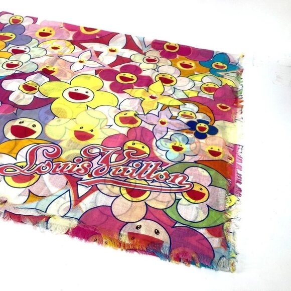 LOUIS VUITTON M72515 Murakami Takashi Cosmic Blossom Pareo Large shawl scarf - Picture 4 of 16